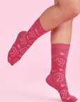 Biz Care Unisex Pink Happy Feet Comfort Socks (CCS250U)