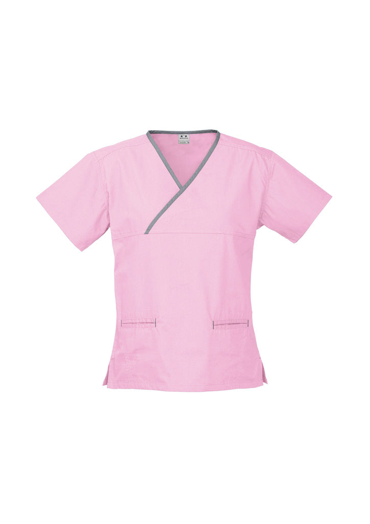 Biz Collection Ladies Contrast Crossover Scrubs Top (H10722)- Clearance
