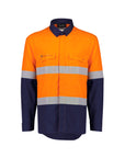Syzmik Mens Orange Flame Lightweight Ripstop Spliced Shirt - Hoop Taped-(ZW180)