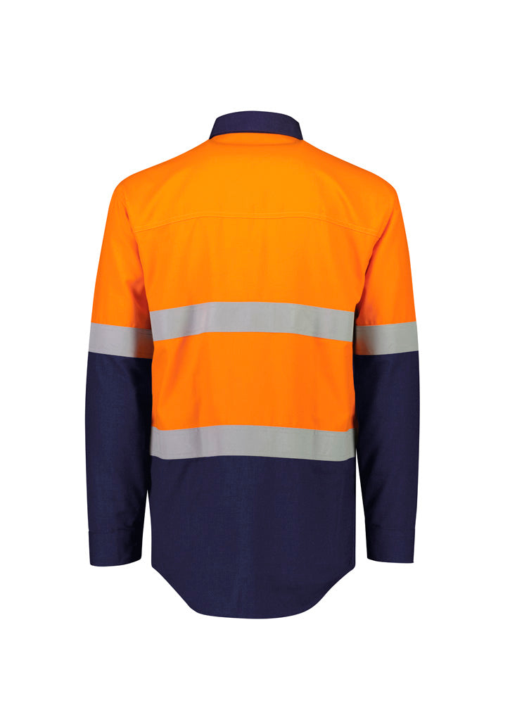 Syzmik Mens Orange Flame Lightweight Ripstop Spliced Shirt - Hoop Taped-(ZW180)