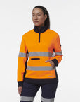King Gee Women's Hi Vis Reflective Spliced 1/4 Zip Fleece (K45009)