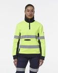 King Gee Women's Hi Vis Reflective Spliced 1/4 Zip Fleece (K45009)