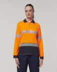 Hard Yakka Women's Long Sleeve Hi Vis Taped Polo (Y08604)