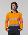 Hard Yakka Men's Long Sleeve Hi Vis Taped Polo (Y19619)