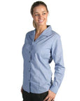 DNC Ladies Revere Collar Mini L/S Houndstooth Business Shirt (4256)