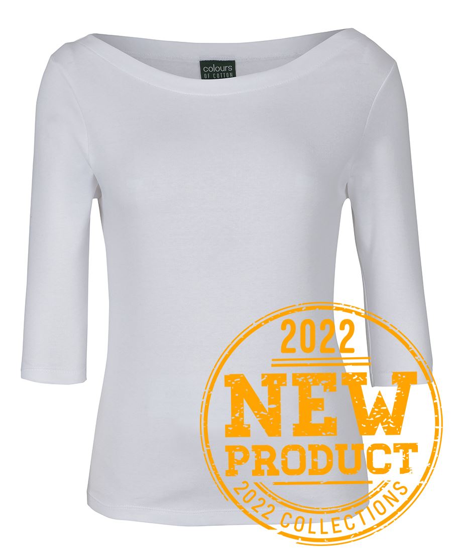 JB's Wear C of C Ladies 3/4 Sleeve Boat Neck Tee (1BT3)