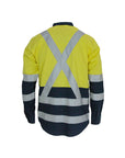 DNC Hivis 2 tone L/W cotton bio-motion & "x" back shirt with CSR R/tape - L/S (3547)