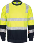 DNC Hi Vis 2 Tone,Crew-neck Fleecy Sweat Shirt With Shoulders, Double Hoop Body And Arms Csr R/tape (3723)