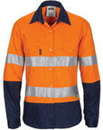 DNC Ladies HiVis 3 Way Cool-Breeze Cotton Shirt with Gusset Sleeve, 3M R/Tape - L/S (3749)