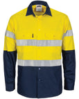 DNC Hivis R/W Cool-breeze T2 Vertical Vented Cotton Shirt With Gusset Sleeves, Generic R/Tape - Long Sle (3782)