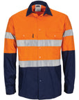 DNC Hivis R/W Cool-breeze T2 Vertical Vented Cotton Shirt With Gusset Sleeves, Generic R/Tape - Long Sle (3782)