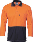 DNC HiVis Two Tone Fluoro Polo Shirt, Micromesh, 3/4 Sleeve (3812)