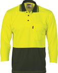 DNC HiVis Two Tone Fluoro Polo Shirt, Micromesh, 3/4 Sleeve (3812)