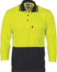 DNC HiVis Two Tone Fluoro Polo Shirt, Micromesh, 3/4 Sleeve (3812)