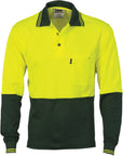 DNC Cotton Back HiVis L/S Two Tone Fluoro Polo (3816)