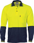 DNC Cotton Back HiVis L/S Two Tone Fluoro Polo (3816)