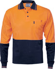 DNC Cotton Back HiVis L/S Two Tone Fluoro Polo (3816)