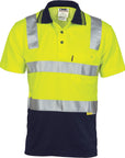 DNC Cotton Back Hivis Two Tone Polo Shirt With Csr R/ Tape - Short Sleeve (3817)