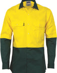 DNC HiVis Two Tone Cotton Drill Shirt, Long Sleeve (3832)