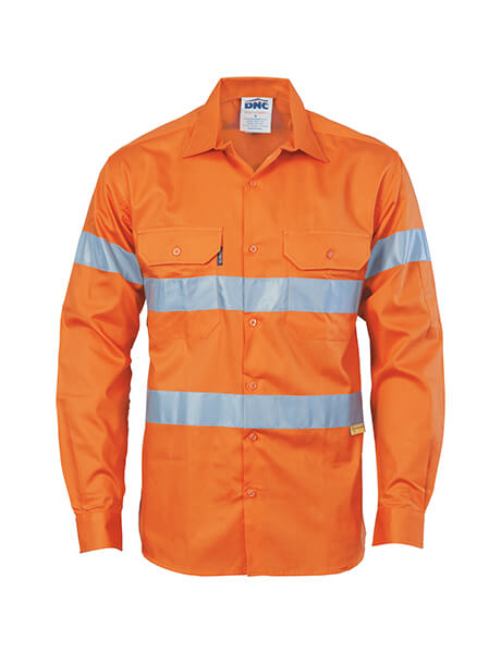 Dnc Workwear Hi-vis Long Sleeve Drill Shirt With 3m R/tape - 3835 main image 1