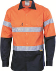 DNC HiVis Two Tone Cotton Shirt with 3M R/Tape, Long Sleeve (3836)