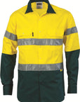 DNC HiVis Two Tone Cotton Shirt with 3M R/Tape, Long Sleeve (3836)