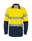 DNC HiVis Two Tone Close Front Cotton Shirt with 3M 8910 R/Tape, Long Sleeve (3849)