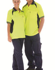 DNC HiVis Cool-Breeze Contrast Mesh Panel S/S Polo Shirt, S/S (3901)