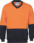 DNC HiVis Two Tone Cotton Fleecy Sweat Shirt, V-Neck (3922)