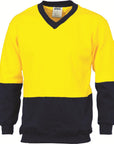 DNC HiVis Two Tone Cotton Fleecy Sweat Shirt, V-Neck (3922)