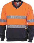 DNC HiVis Two Tone Cotton Fleecy Sweat Shirt, V-Neck with 3M R/T (3924)