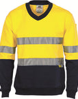 DNC HiVis Two Tone Cotton Fleecy Sweat Shirt, V-Neck with 3M R/T (3924)