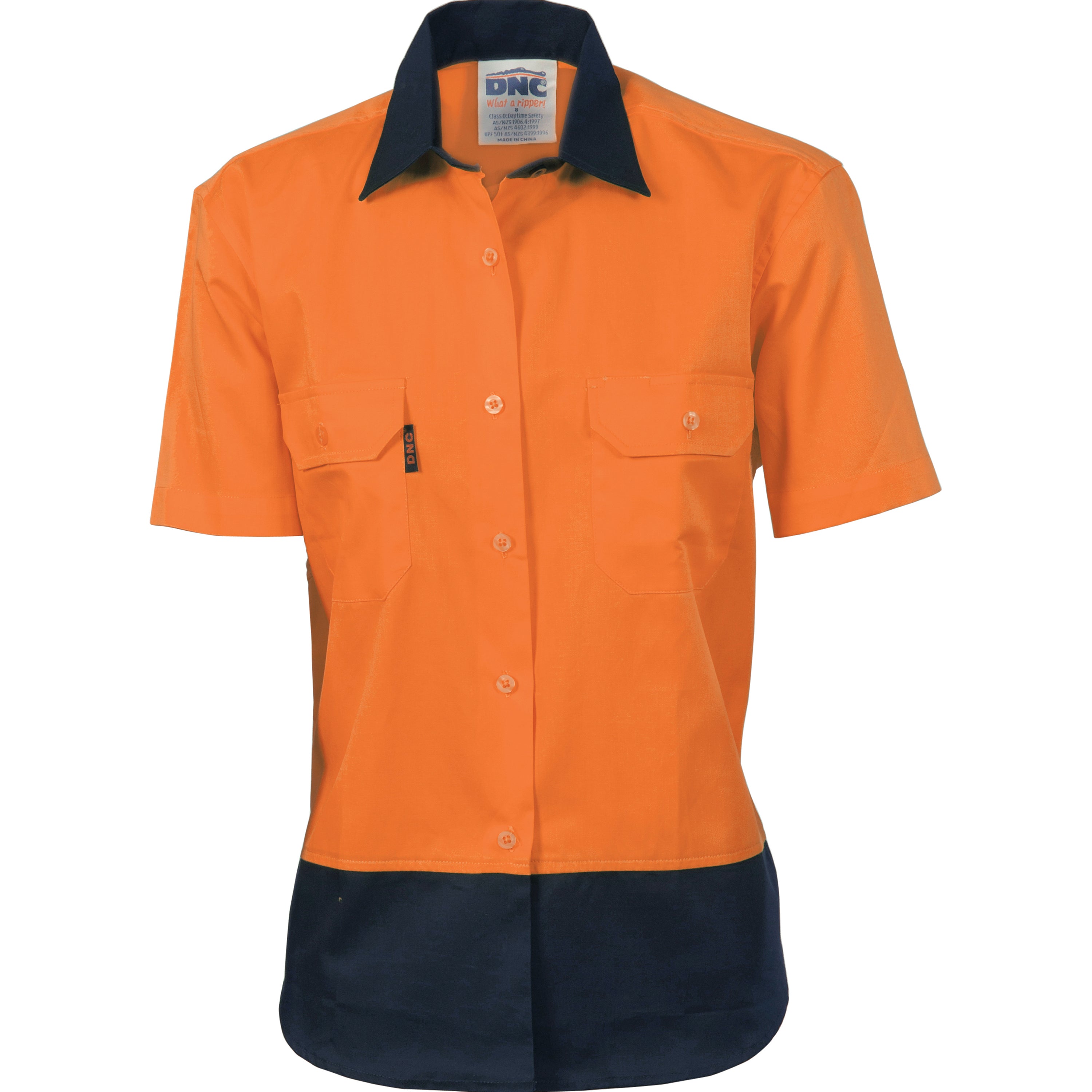 DNC Ladies HiVis Two Tone Cotton Drill Shirt - Short Sleeve-(3931)