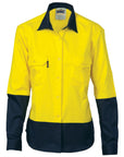 DNC Ladies HiVis Two Tone Cott on Drill Sh irt - Long Sleeve -(3932)