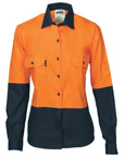 DNC Ladies HiVis Two Tone Cott on Drill Sh irt - Long Sleeve -(3932)