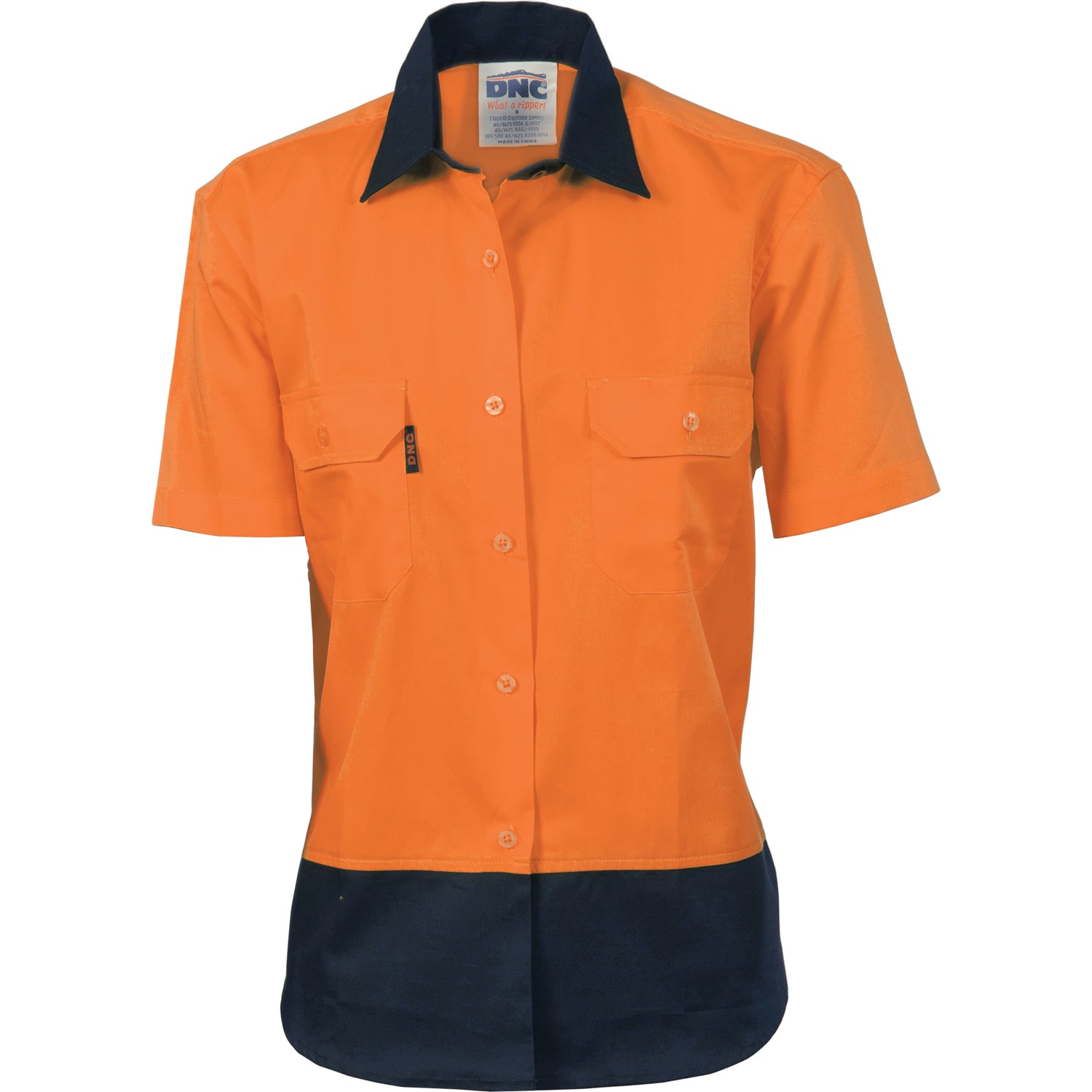 DNC Ladies HiVis 2 Tone Cool-Breeze Cotton Shirt - Short Sleeve - (3939)