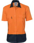 DNC Ladies HiVis 2 Tone Cool-Breeze Cotton Shirt - Short Sleeve - (3939)