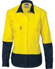 DNC Ladies HiVis 2 Tone Cool-Breeze Cott on Sh irt - Long Sleeve -(3940)