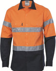 DNC HiVis D/N 2 Tone Drill Shirt with Reflective Tape, Long Sleeve (3982)