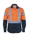 DNC HiVis D/N 2 Tone Drill Shirt with H Pattern Reflective Tape, Long Sleeve (3983)