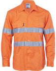 DNC HiVis Cool-Breeze Vertical Vented Cotton Shirt with Generic R/Tape - Long sleeve (3985)