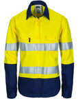 DNC Ladies HiVis Two Tone Cool-Breeze Cott on Sh irt with 3M R/Tape - Long sleeve -(3986)