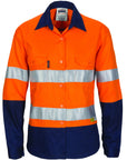 DNC Ladies HiVis Two Tone Cool-Breeze Cott on Sh irt with 3M R/Tape - Long sleeve -(3986)