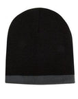 Headwear Roll Down Two Tone Acrylic Beanie - Toque Hat (4188)