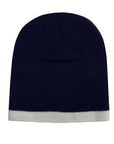 Headwear Roll Down Two Tone Acrylic Beanie - Toque Hat (4188)