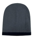 Headwear Roll Down Two Tone Acrylic Beanie - Toque Hat (4188)