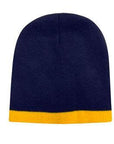 Headwear Roll Down Two Tone Acrylic Beanie - Toque Hat (4188)