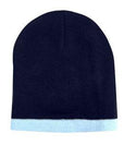 Headwear Roll Down Two Tone Acrylic Beanie - Toque Hat (4188)