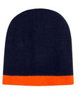 Headwear Roll Down Two Tone Acrylic Beanie - Toque Hat (4188)
