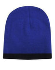 Headwear Roll Down Two Tone Acrylic Beanie - Toque Hat (4188)